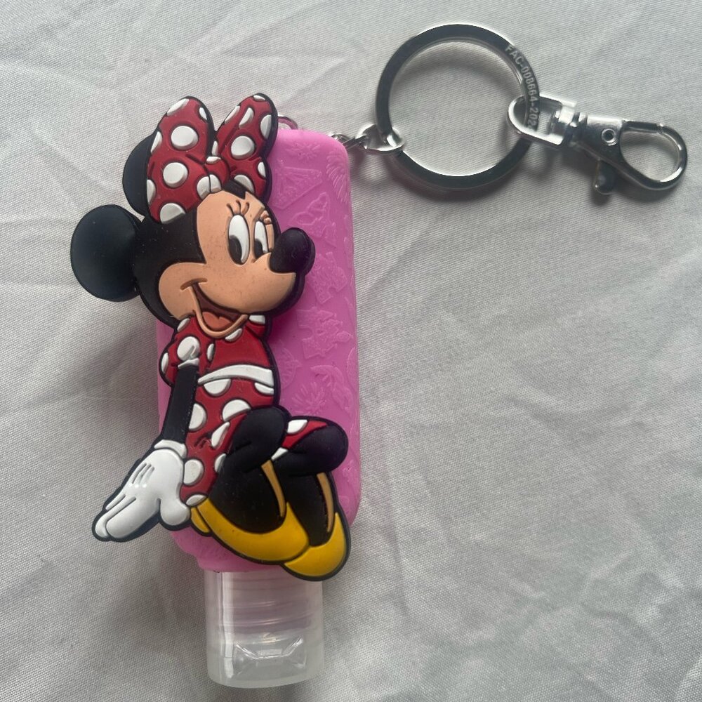 Disney Parks Minnie Mouse Character Hand Sanitizer Keychain Refillable Travel